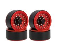 Modèles Roues RC pour SCX10 III RR10 pour Capra pour TRX6 pour TRX4 VS4 BRX01 pour Element pour Enduro 1/10 1.9 Pouces Jantes Moyeu Roue Beadlock Voiture sur Chenilles RC(Red)