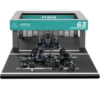 MODÉLISATION DE VOITURE STATIQUE BURAGO MERCEDES F1 W14 DIORAMA GARAGE PIT ST...