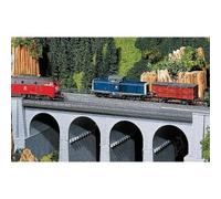 Modélisme - FALLER - Partie supérieure de viaduc - Ponts et tunnels HO - 2 arches - Balustrade