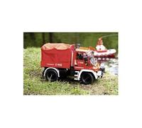 Modellsport MB Unimog U300 Feuerwehr 1:12 Véhicule RC débutant électrique Véhicule dintervention 100% RtR 2,4 GHz avec accu, chargeur et piles pour