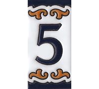 Modelo-05 Carreau en céramique peinte à la main avec chiffres espagnols et lettres en filigrane 7,5 x 3,7 cm