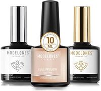 Modelones Base et Top Coat Vernis Semi Permanent, No Wipe avec Primer Ongle Gel Nail Prep Vernis Pour Manucure Kit Ongle UV Complet 10ML