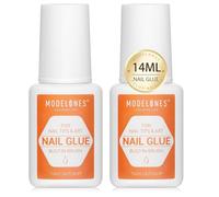modelones Colle Faux Ongles - Avec Pinceau, Colle Ongle Extra Forte 2x 7ML, Capsule Extra Forte et Séchage Rapide, Nail Glue pour Faux Ongles, Acrylique, Capsules Ongles, Nail Art