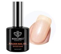 modelones Gel Construction Ongle UV, 15ML Builder Gel 8 en One, Glitzer Nude Gummy Base Pose Americaine UV/LED pour les Ongles Renforcement, Réparation de Manucure Décalcomanies et Bijoux Nail Art