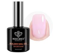 modelones Gel Construction Ongle UV, 15ML Builder Gel Pink, Gummy Base Pose Americaine UV/LED Gel Ongles pour Nail Extension, Rubber Base, Renforcement, Manucure de Réparation Nail Art
