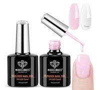 modelones Gel Construction Ongle UV, 8 en One Builder Gel 2 Pcs, Gel UV/LED pour Gummy Rubber Base, Vernis Fortifiant Ongles, Protéger les Ongles Cassés Renforcement, Manucure de Réparation Baby Pink