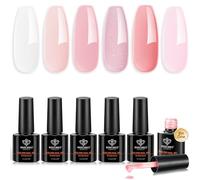 modelones Gel Construction Ongle UV, 8 en One Builder Gel 6 PCS Nude Rosa Pailleté Clear Vernis Semi Permanent pour Vernis Fortifiant Ongles, Nail Extension, Réparation, Renforcement, Nail Art