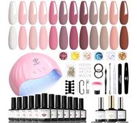 modelones Kit Ongle Gel Uv Complet 48W Lampe, 35 PCS Kit Vernis Semi Permanent Blanc Brun Nude Rose, 12 Couleurs Vernis Gel et Base Top Coat, Manucure Outils Accessoires Kit Manucure Salon DIY Home