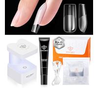 modelones Lot de 240 faux ongles et gel de colle - Moyen carré - Couverture complète - Colle à ongles et lampe UV - Petite taille - 15 tailles - Pour extension d'ongles - Cadeau de salon DIY