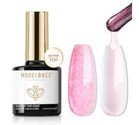 Modelones Pailleté Top Coat Semi Permanent, No Wipe Pearl Effect Gel Vernis À Ongles Top Coat Vernis Gel 10ML No Wipe Finition Art Vernis Manucure Longue Durée
