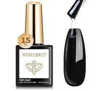 Modelones Top Coat Semi Permanent 15ML No Wipe Top Coat Vernis à ongles Gel Semi Permanent UV/LED Ultra Brillant Finish Longue Durée