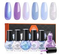 MODELONES Vernis à Ongles, 6 Couleurs Brillant Séchage Rapide Vernis à Ongles Lot Pailleté Blue Purple, Vernis à Ongles Longue Durée, Coffret Vernis a Ongle pour Salon DIY Home