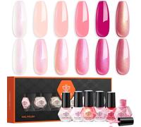 Modelones Vernis à Ongles, 6 PCS Brillant Séchage Rapide Vernis à Ongles Lot Hot Rosa Blanc Nude Pearl, à Base D'eau Vernis Lot, DIY Nail Art Manucure, Cadeau pour Les Femmes