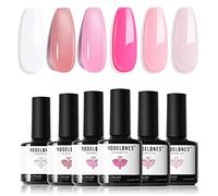 Modelones Vernis Gel Semi Permanent Transparent Rose Blanc Set, Vernis à ongles Semi Permanent Nude Naturelle Couleur pour Manicure Lampe UV Ongle Complet