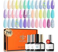 Modelones Vernis Semi Permanent 24Pcs, 20 Couleurs Blanc Rose Jaune Nude Vernis Gel UV Semi Permanent Kit avec Base et 3 Brillant&Matt&Pailleté Top Coat, Soak Off Gel Polish French Manucure