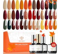 Modelones Vernis Semi Permanent 24Pcs, 20 Couleurs Toutes les Saisons Jaune Rouge Marron Orange Vernis à Ongles Gel Semi Permanent avec Base et 3 Brillant&Matt Top Coat, facile pour le nail art, 7ML