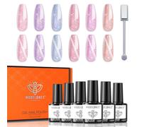 Modelones Vernis Semi Permanent,6 Couleur Cat Eye Gel UV Semi Permanent Kit avec Bâton Magnétique,Cat Eye Vernis à Ongles Yeux de Chat Soak Off Polish French Manucure pour Printemps Été