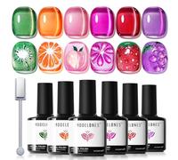 Modelones Vernis Semi Permanent 6 Couleur Gel UV Vernis à Ongles Pailleté Magnétique Cat Eye UV Gel LED Manucure Varnish Kit pour Nail Art- Multicolore