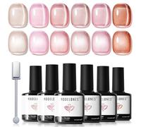 Modelones Vernis Semi Permanent 6 Couleur Gel UV Vernis à Ongles Pailleté Magnétique Cat Eye UV Gel LED Manucure Varnish Kit pour Nail Art-Rosa Nude