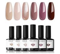 modelones Vernis Semi Permanent,6 Couleurs Vernis à Ongles Gel Uv Semi Permanent Nude Marron Pailleté Automne, Soak Off UV/LED Vernis Gel Uv Pour Gel Nail Polish Salon De Manucure DIY Home