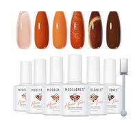 Modelones Vernis Semi permanent Marron Orange, 9D Magnétique Cat Eye Vert Pailleté 6 Couleurs Vernis Gel UV Semi Permanent Sans HEMA Soak Off Vernis à Ongles Complet pour Gel Ongle Manucure Nail Art