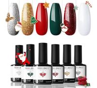 modelones Vernis Semi Permanent Noel, 6 Couleurs Vernis à Ongles Vernis Gel Uv Semi Permanent Pailleté Rouge Vert Blanc, Soak Off UV/LED Vernis Gel Uv Pour Gel Nail Polish Salon De Manucure DIY