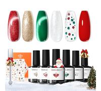 Modelones Vernis Semi Permanent Noël Rouge Vert 6 Couleurs avec Aimant Magnétique 9D Effect pour Soak Off Nail Polish Cat Eye Gel UV Vernis à Ongles, French Manucure, Nail Art