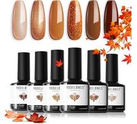 Modelones Vernis Semi Permanent, Vernis Gel Uv Semi Permanent Hiver 6 Couleurs Marron Rot Orangé Pailleté, Kit Vernis à Ongles Gel pour Saint-Valentin Nail Art Soak Off Gel Polish French Manucure
