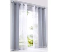 Modena 10000183 Lot de 2 Rideaux verticaux avec dégradé de Couleurs Transparent avec œillets et embrasses Gris 145 x 140 cm