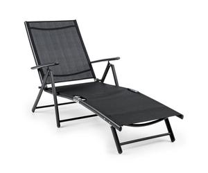 Modena Chaise longue transat 64x85x170cm tubes aluminium/acier - noir