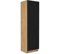 MODENA - Colonne - 2 portes - 60 x 57 x 210 cm - Chêne artisan / Noir mat