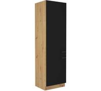 MODENA - Colonne - 2 portes - 60 x 57 x 210 cm - Chêne artisan / Noir mat