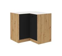 Modena - Meuble bas d'angle - 2 Portes - 89 x 89 cm - Chêne artisan et noir mat - Plan de travail non inclus
