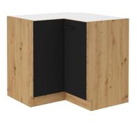 Modena - Meuble bas d'angle - 2 Portes - 89 x 89 cm - Chêne artisan et noir mat - Plan de travail non inclus