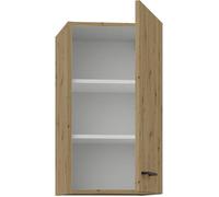 MODENA - Meuble haut - 1 porte - 40 x 31 x 72 cm - Chêne artisan / Noir mat