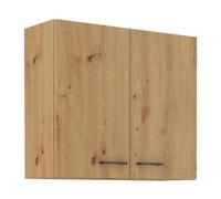 Modena - Meuble Haut - 2 Portes - 80 X 71,5 X 31cm - Chêne Artisan / Noir Mat Noir