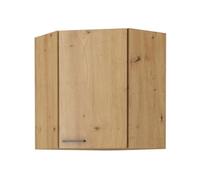 Modena - Meuble Haut D'angle - 89/89 X 31 X 71,5 Cm - Chêne Artisan / Noir Mat Noir