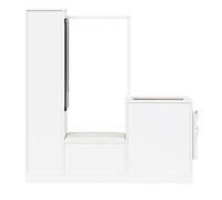 Modenuit meuble d’entrée 6-en-1 avec LED miroir pivotant banc à chaussures rembourré et vitrine blanc