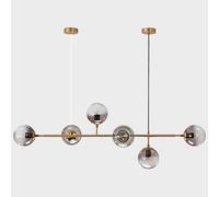 Moder Kitche Islad Pedat Light E27 Miimalist Chadelier Boule De Verre Agig Lampe 6-lumière Pedat Lightig pour Diig Room Livig Room Kitche Office, Black, 1 Pack