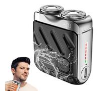 Moderate Shaver R-12 Luggage Electric Shaver,Portable Rotary Dual Ring Electric Shavers,Afeitadora Eléctrica Portátil Rotativa De Doble Anillo,USB for Home Travel Wet and Dry Razor (Black)