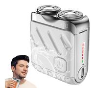 Moderate Shaver R-12 Luggage Electric Shaver,Portable Rotary Dual Ring Electric Shavers,Afeitadora Eléctrica Portátil Rotativa De Doble Anillo,USB for Home Travel Wet and Dry Razor (White)