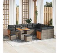 Modern 12-Piece Outdoor Patio Sofa Set with Cushions, Adjustable Coffee to Dining Table, Grey Rattan Furniture for Garden, Terrace, Backyard, Durable All-Weather Wicker Sectional Conversation Set