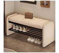 Modern 2-in-1 Upholstered Entryway Shoe Bench & Shoes Changing Stool, Shoe Rack with Shelf with 2 Tier Storage Space for End of Bed, Entryway, Bedroom, Living Room(Beige,60cm/23.62in)
