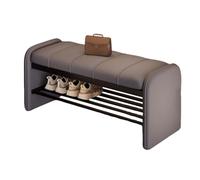 Modern 2-in-1 Upholstered Entryway Shoe Bench & Shoes Changing Stool, Shoe Rack with Shelf with 2 Tier Storage Space for End of Bed, Entryway, Bedroom, Living Room(Gray,100cm/39.37in)