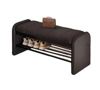 Modern 2-in-1 Upholstered Entryway Shoe Bench & Shoes Changing Stool, Shoe Rack with Shelf with 2 Tier Storage Space for End of Bed, Entryway, Bedroom, Living Room(Black,100cm/39.37in)