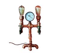 Modern 2-Lights E27 Loft Retro Industrial Water Pipe Desk Lamp European Metal Iron Bar Desktop Light Bedside Cafe Study Clothing Store Decorative Table Light Reading Light Decorative