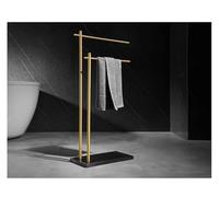 Modern 2 Tier Copper Freestanding Towel Stand with Marble Base Nordic Style Towel Holder for Bathroom and Laundry Room Free Standing Towel Rack (Black 50 * 20 * 88cm)