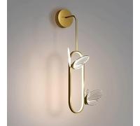 Modern 20W Led Linear Metal Wall Lamp with Acrylic Butterfly Decoration Gold Ring Wall Light Kids Room Sconce Lights Scandinavian Simple Wall Sconces for Bedside/Warm Light