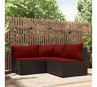 Modern 3-Piece Outdoor Patio Furniture Set with Cushions, Brown Wicker Rattan Sofa Sectional for Garden, Balcony, Poolside, All-Weather Resin & Powder-Coated Steel Frame, Comfortable Lounge Set
