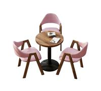 Modern 3-Piece Round Table and Chairs Set,1 3 Furniture, Wooden & Soft Upholstered with for Home/Cafe Decor(H)